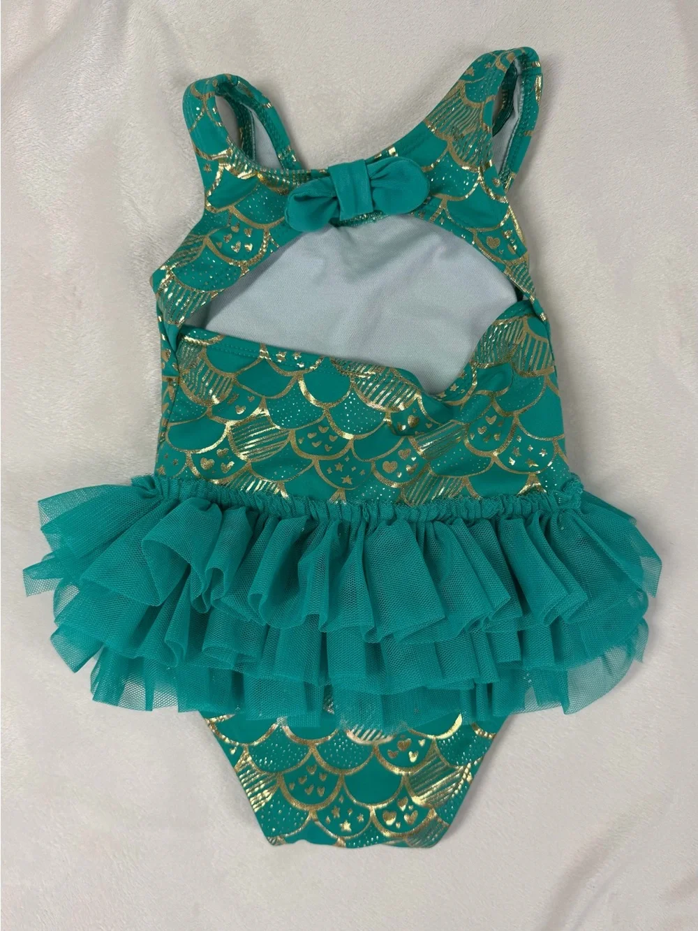 Cat & Jack Teal Mermaid Swimsuit with Gold Accent and Tutu